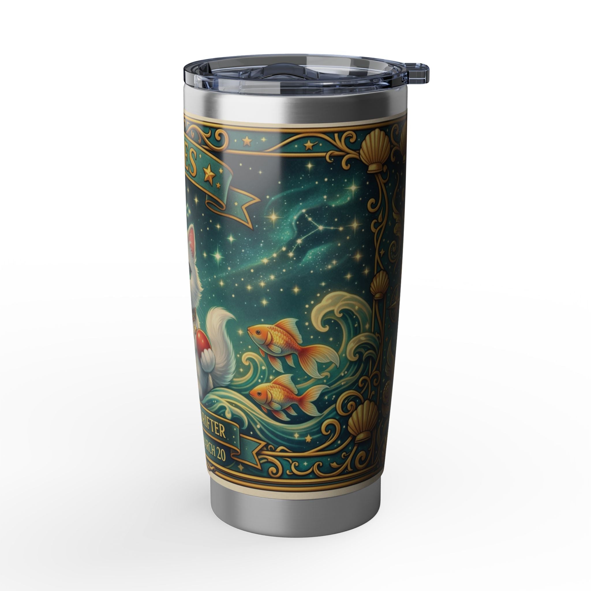 Pisces Cat Zodiac Tumbler - The Dreamy Drifter Cat