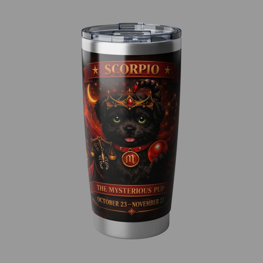 Scorpio Pup Zodiac Tumbler - The Mysterious Pup