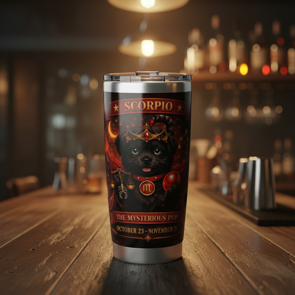 Scorpio Pup Zodiac Tumbler - The Mysterious Pup