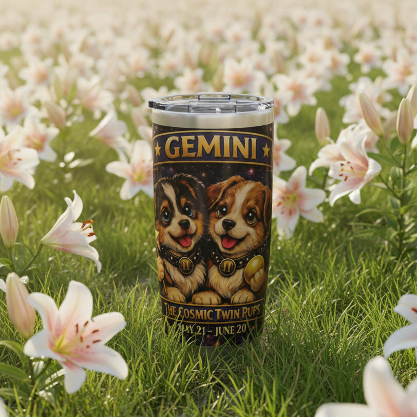 Gemini Dog Zodiac Tumbler - The Twin Spirits