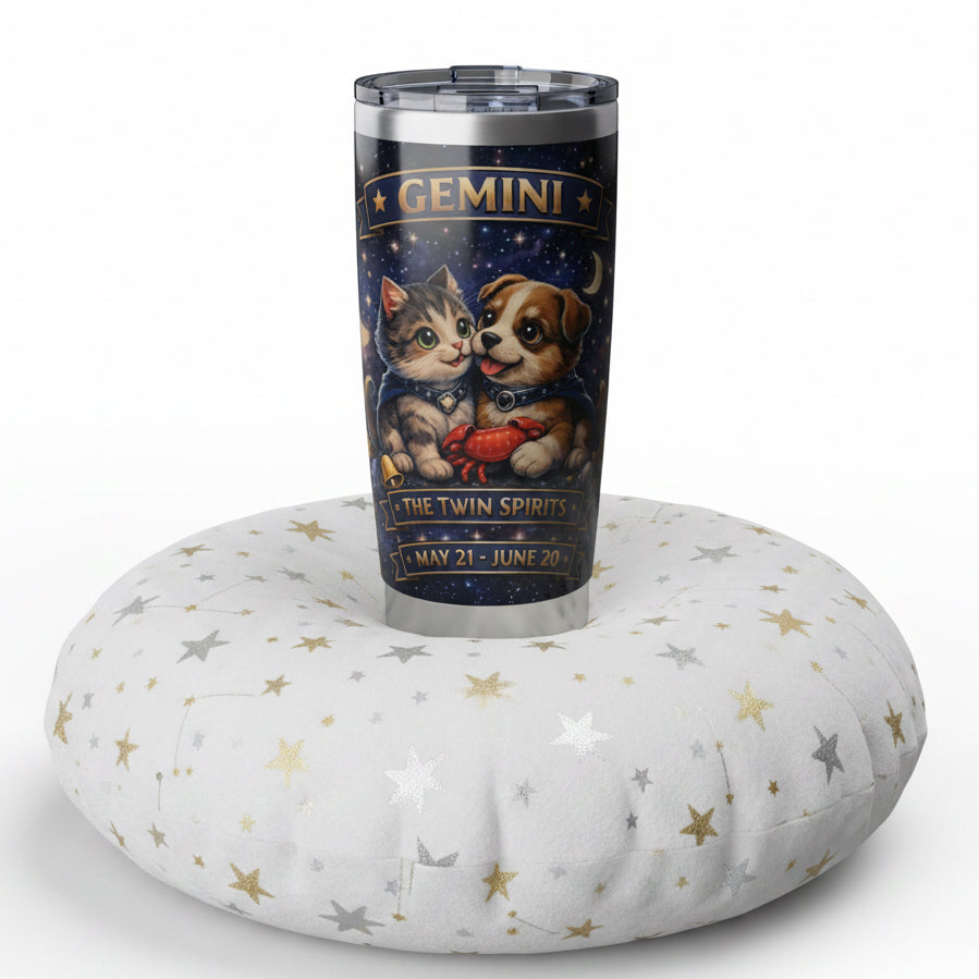 Gemini Cat & Dog Zodiac Tumbler - The Twin Spirits