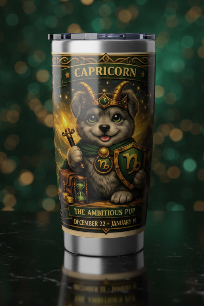 Capricorn Pup Zodiac Tumbler - The Ambitious Pup