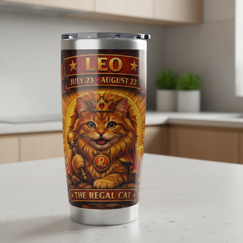 Leo Cat Zodiac Tumbler - The Kingly Cat