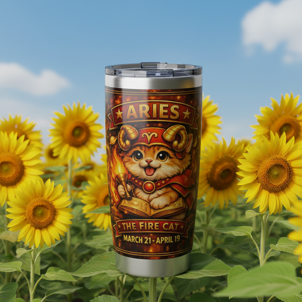Aries Cat Zodiac Tumbler - The Fire Cat