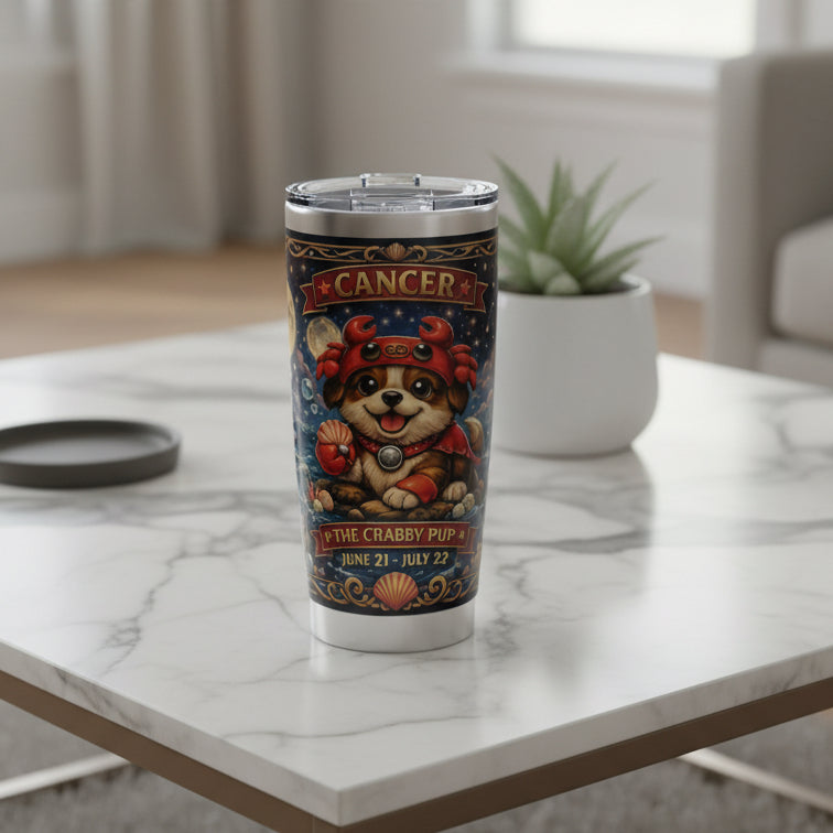 Cancer Pup Zodiac Tumbler - The Crabby Pup