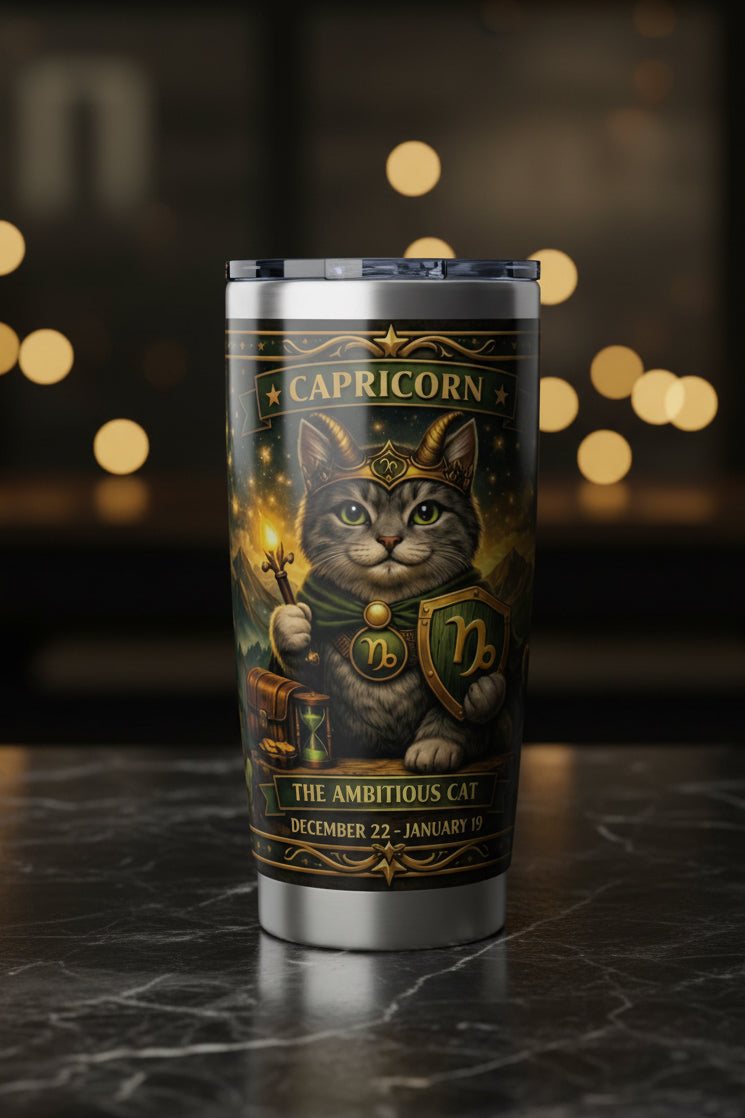 Capricorn Cat Zodiac Tumbler - The Ambitious Cat