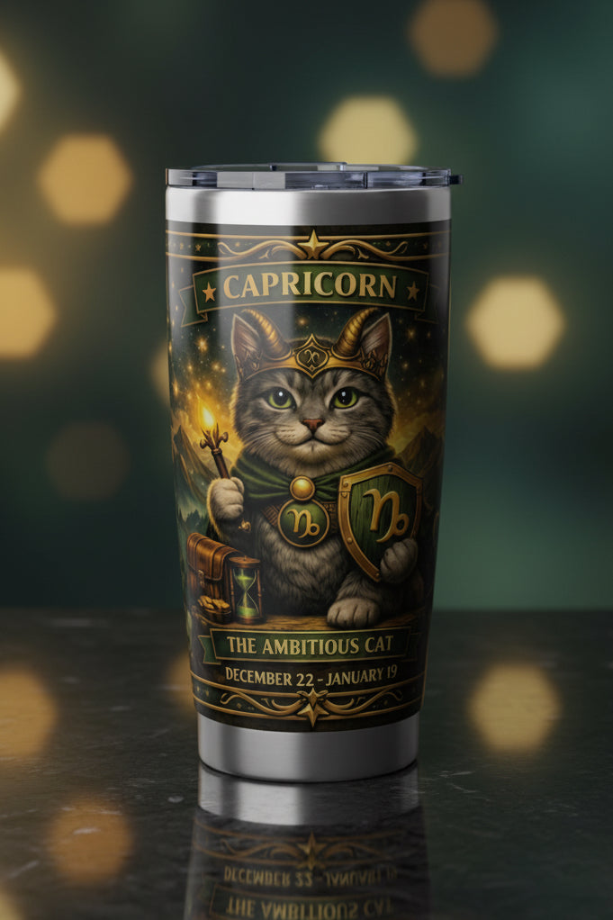 Capricorn Cat Zodiac Tumbler - The Ambitious Cat