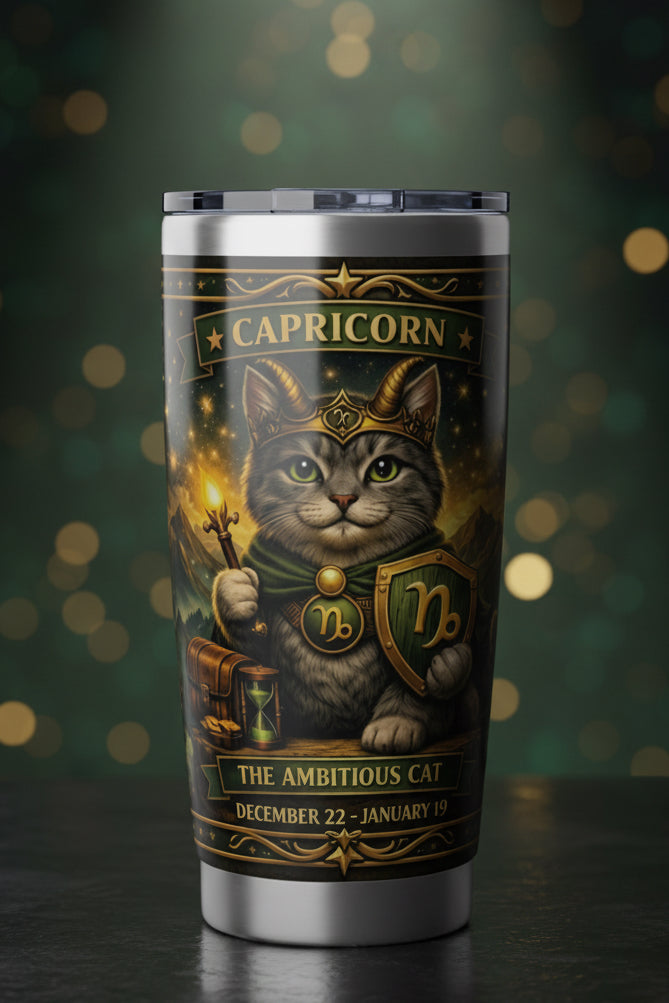 Capricorn Cat Zodiac Tumbler - The Ambitious Cat