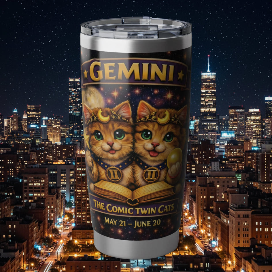 Gemini Cat Zodiac Tumbler - The Twin Spirits