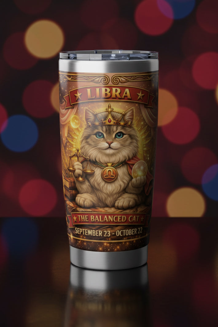 Libra Cat Zodiac Tumbler - The Balanced Cat