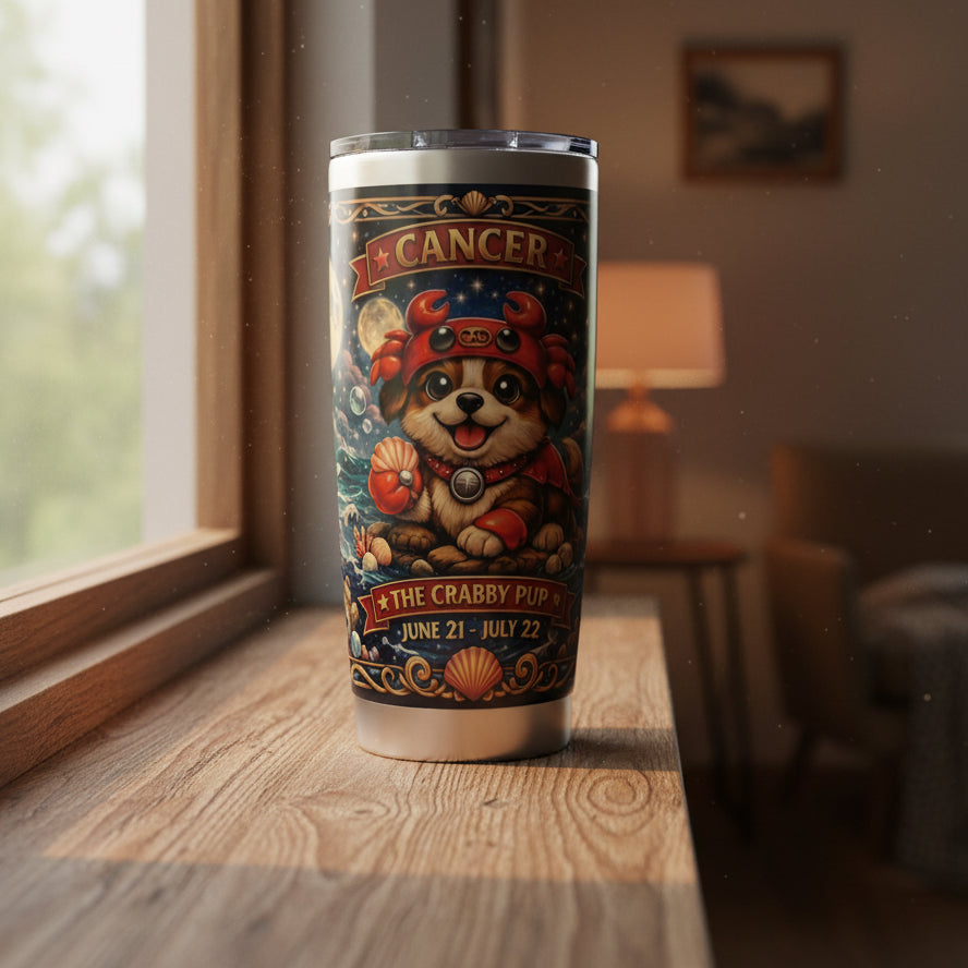Cancer Pup Zodiac Tumbler - The Crabby Pup